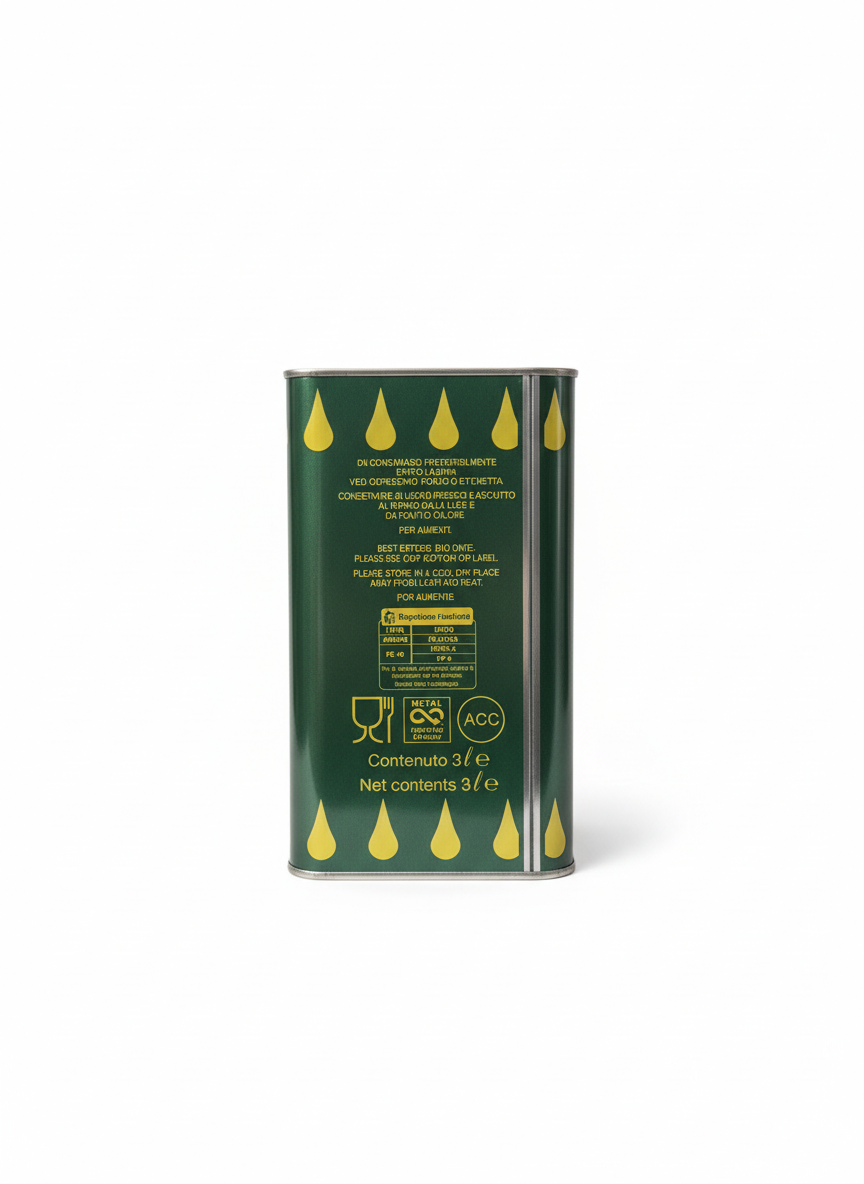 Latta per Olio 3 Litri - Verde con Decorazioni Dorate