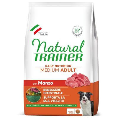 Crocchette per Cani Natural Trainer Medium Adult Manzo e Riso 12KG