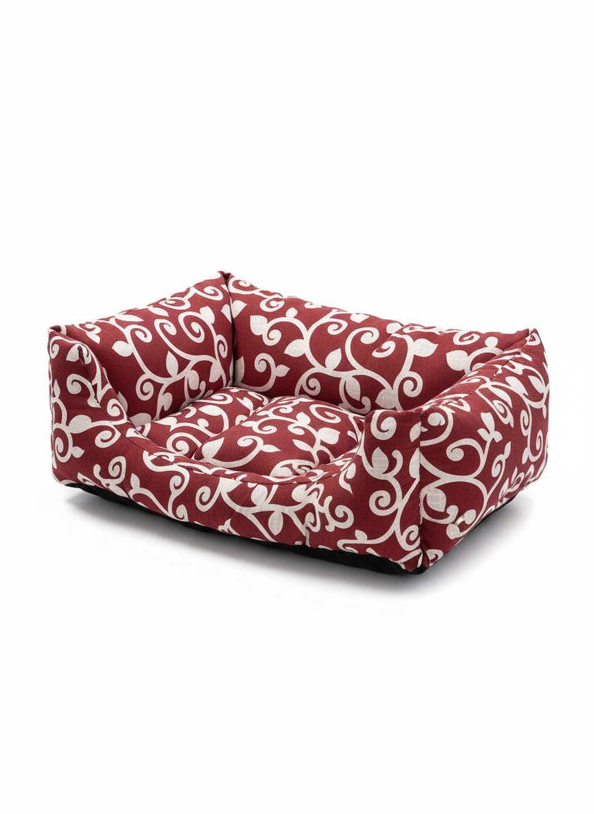 Cuccia per Cani Imbottita - Motivo Decorativo Bordeau- seduta 47*44cm