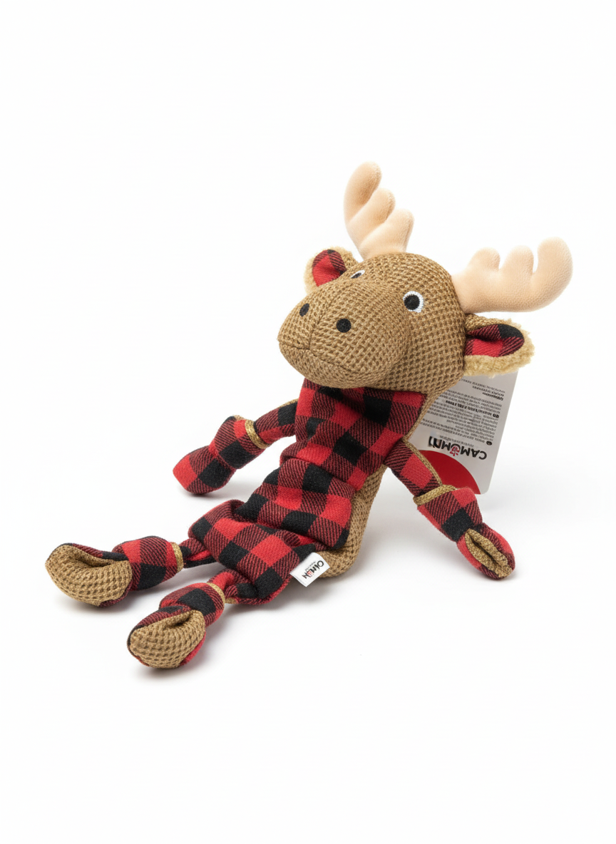 Camon Peluche Natalizio per Cani - Alce con Motivo Tartan